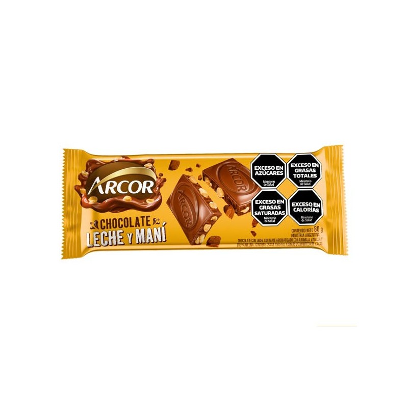 CHOC. ARCOR LECHE MANI x80g.