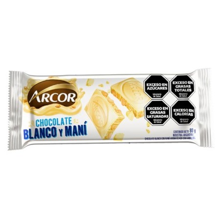 CHOC. ARCOR BLANCO MANI x80g.
