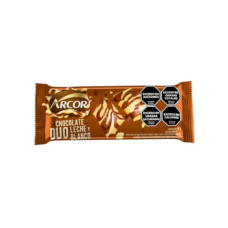 CHOC. ARCOR BLCO/LECHE x80g.