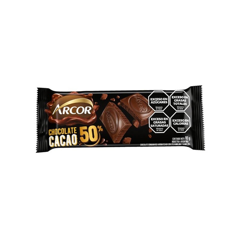 CHOC. ARCOR 50% CACAO X80g.