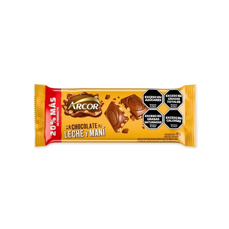 CHOC. ARCOR LECHE MANI x96g.